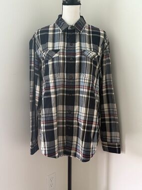 G.H. Bass & Co. Blue, White & Gray Plaid Button-Up Shirt